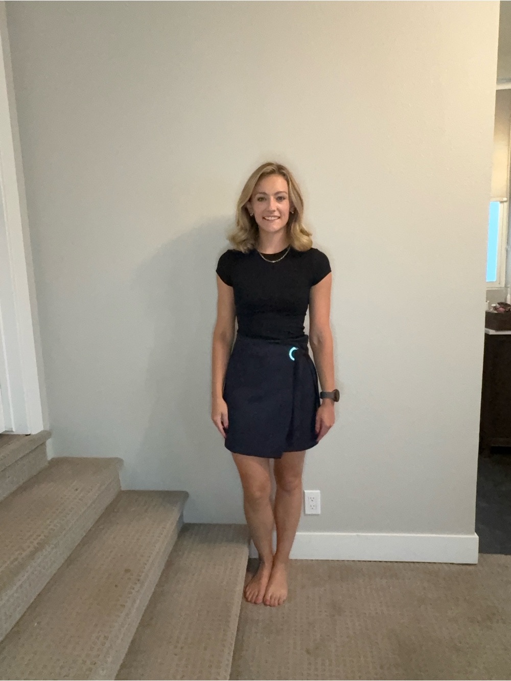 LOFT Navy Wrap Mini Skirt